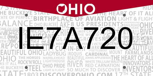IE7A720 Ohio License Plate