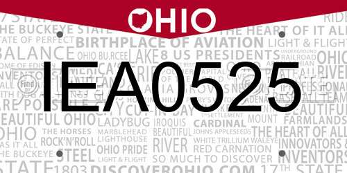 IEA0525 Ohio License Plate