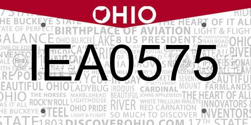 IEA0575 Ohio License Plate