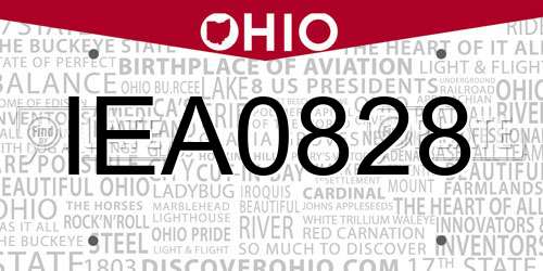 IEA0828 Ohio License Plate