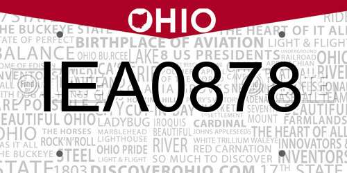 IEA0878 Ohio License Plate