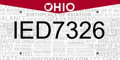 IED7326 Ohio License Plate