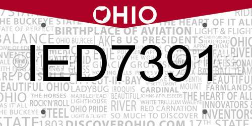 IED7391 Ohio License Plate