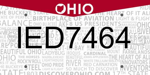 IED7464 Ohio License Plate