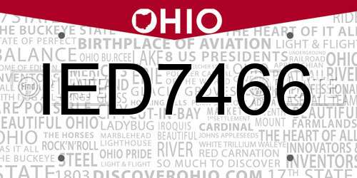 IED7466 Ohio License Plate