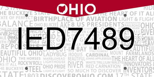 IED7489 Ohio License Plate