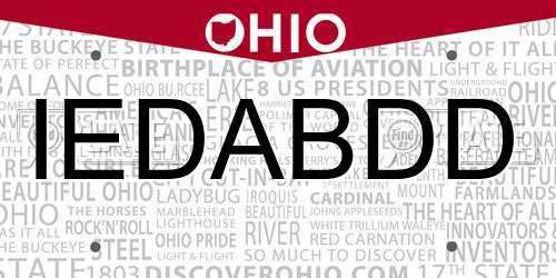 IEDABDD Ohio License Plate