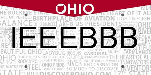 IEEEBBB Ohio License Plate