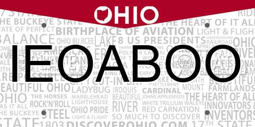 IEOABOO Ohio License Plate