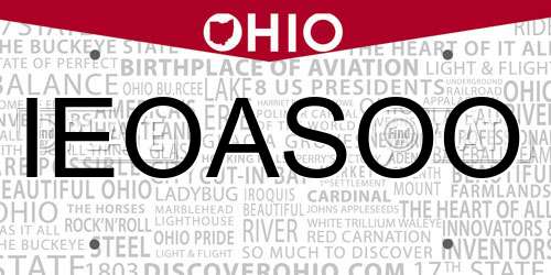 IEOASOO Ohio License Plate