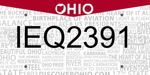 IEQ2391 Ohio License Plate