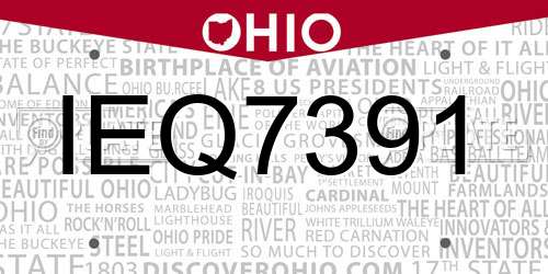 IEQ7391 Ohio License Plate