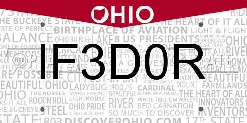 IF3D0R Ohio License Plate