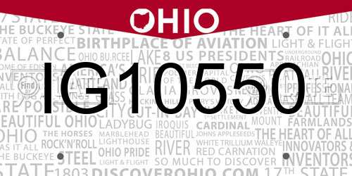 IG10550 Ohio License Plate