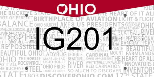 IG201 Ohio License Plate