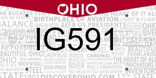 IG591 Ohio License Plate