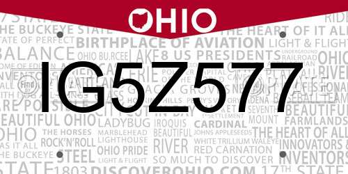 IG5Z577 Ohio License Plate