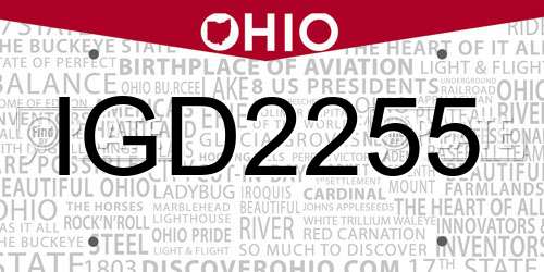 IGD2255 Ohio License Plate