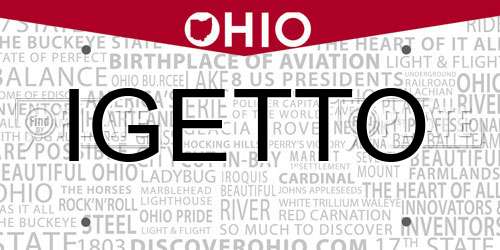 IGETTO Ohio License Plate