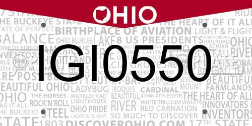 IGI0550 Ohio License Plate