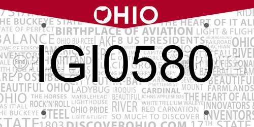 IGI0580 Ohio License Plate