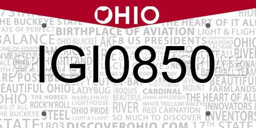 IGI0850 Ohio License Plate