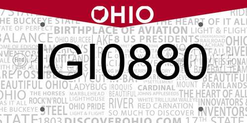 IGI0880 Ohio License Plate