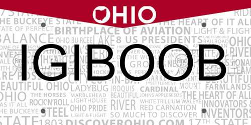 IGIBOOB Ohio License Plate