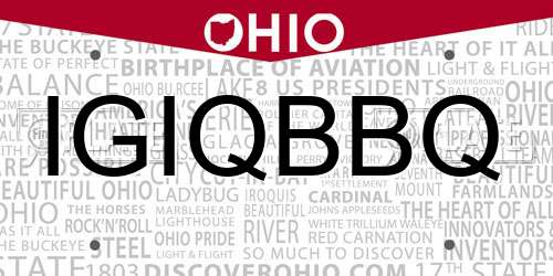 IGIQBBQ Ohio License Plate