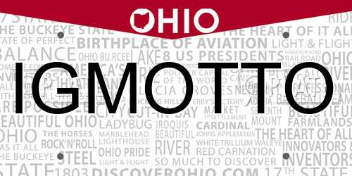 IGMOTTO Ohio License Plate