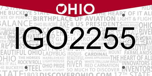 IGO2255 Ohio License Plate