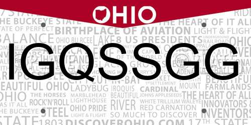 IGQSSGG Ohio License Plate