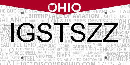 IGSTSZZ Ohio License Plate