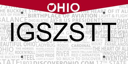 IGSZSTT Ohio License Plate