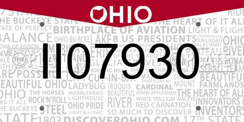 II07930 Ohio License Plate