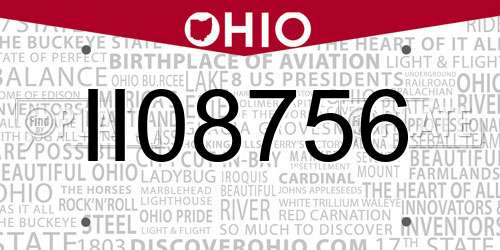 II08756 Ohio License Plate
