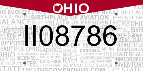 II08786 Ohio License Plate