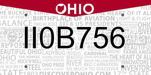 II0B756 Ohio License Plate