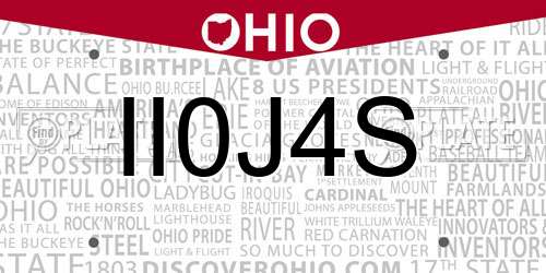II0J4S Ohio License Plate