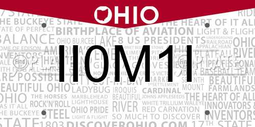 II0M1I Ohio License Plate