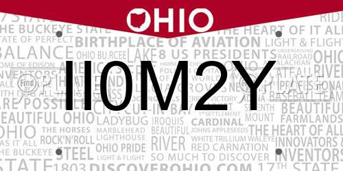 II0M2Y Ohio License Plate