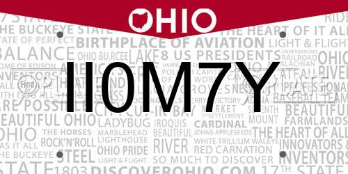 II0M7Y Ohio License Plate