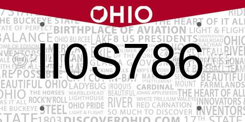 II0S786 Ohio License Plate