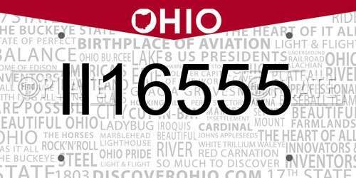 II16555 Ohio License Plate