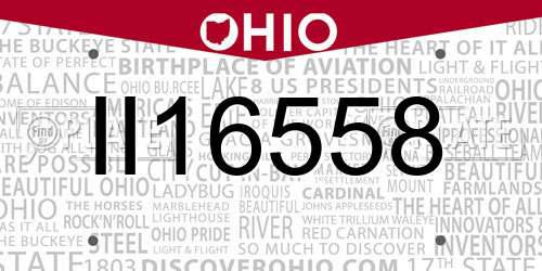 II16558 Ohio License Plate