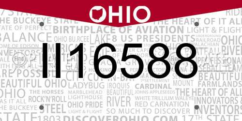 II16588 Ohio License Plate