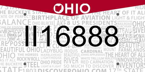 II16888 Ohio License Plate