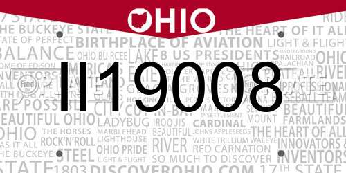 II19008 Ohio License Plate
