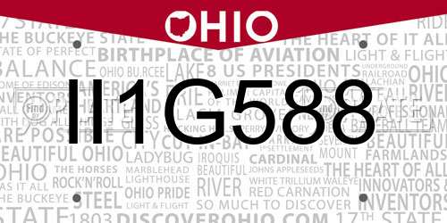 II1G588 Ohio License Plate