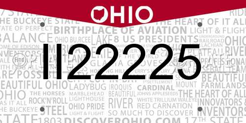 II22225 Ohio License Plate